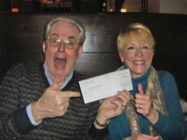 Paul and Irene with the check