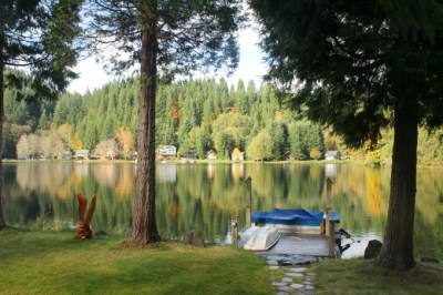 Lakefront view and dock at 9813 Beach Drive 