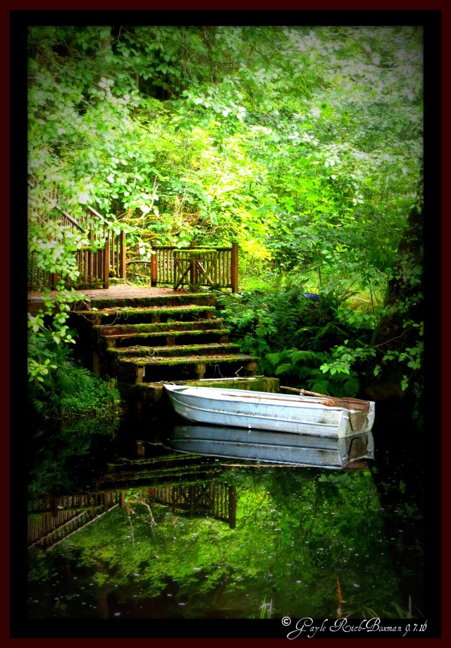 Boat docked on Fishhawk Creek Photo by Gayle Rich-Boxman